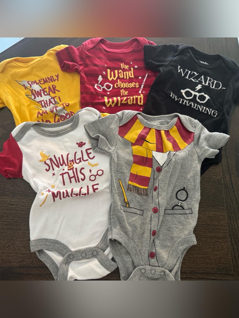 Harry Potter Inspired Baby Onesie Set - Gryffindor Colors